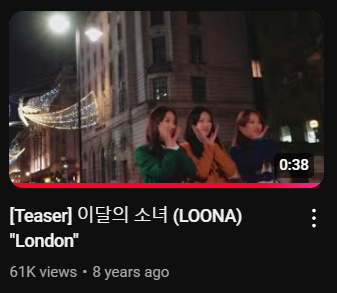 A screenshot of the thumbnail and title for 'Teaser: Loona: London.'